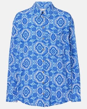 Heidi Klein Mykonos Printed Silk Shirt - Blue