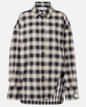 The Attico Checked Asymmetric Cotton Shirt - Grey
