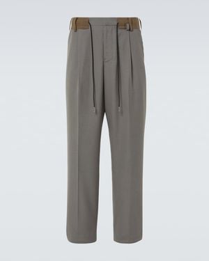 Sacai Mid-Rise Wide-Leg Trousers - Grey