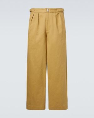 Bode Cotton Twill Wide-Leg Trousers - Yellow