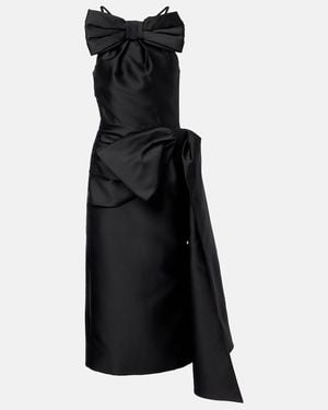 ShuShu/Tong Bow-Detail Wool And Silk-Blend Midi Dress - Black