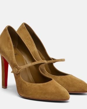 Christian Louboutin Mary Fannylove 100 Suede Court Shoes - Brown