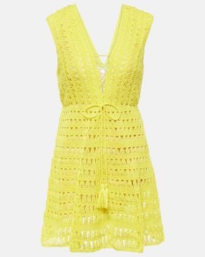 Anna Kosturova Bianca Cotton Crochet Minidress - Yellow
