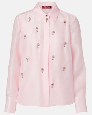 Max Mara Agi Crystal-Embellished Silk Shirt - Pink