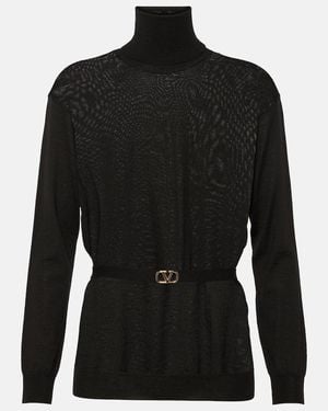 Valentino Rollkragenpullover Aus Schurwolle - Schwarz