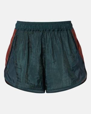 Saint Laurent Colorblocked Taffeta Shorts - Green