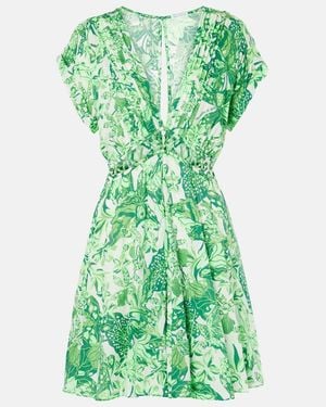 Poupette Cecile Cutout Printed Minidress - Green