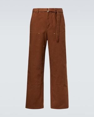 Sacai X Carhartt Wip Belted Cotton Cargo Trousers - Brown