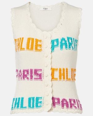 Chloé Crocheted Cotton Top - Pink