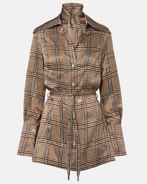 Patou Prince Of Wales Check Silk Shirt Dress - Brown