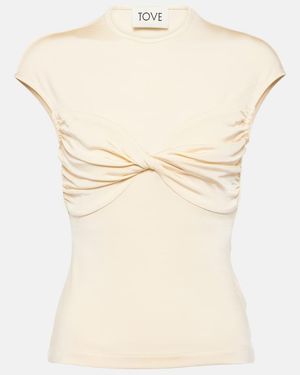 TOVE Paola Gathered Jersey Top - Natural