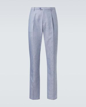 Etro Gerade Hose Aus Baumwoll-Jacquard - Blau