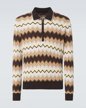 Missoni Zigzag Cotton And Wool Half-Zip Jumper - Natural