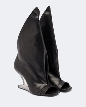 Rick Owens Cantilever Leather Mid-Calf Boots - Black