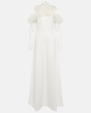 Christopher Kane Bridal Feather-Trimmed Crepe Gown - White