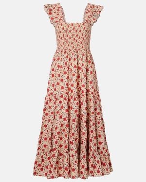 RIXO London Kendall Floral Cotton Voile Midi Dress - Red