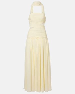 Self-Portrait Scarf-Detail Georgette Maxi Dress - White