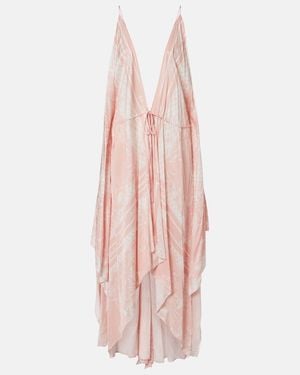Balmain Printed Asymmetric Maxi Dress - Pink