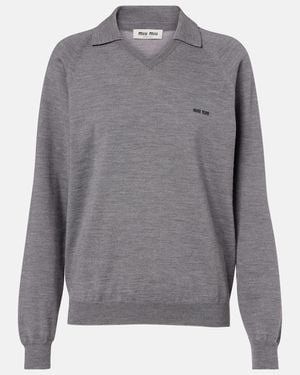 Miu Miu Polo De Lana Virgen - Gris