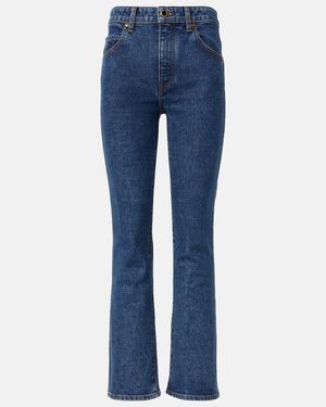KHAITE Vivian Cropped Bootcut Jeans - Blue