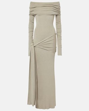 AYA MUSE Kora Off-Shoulder Silk-Blend Maxi Dress - Natural