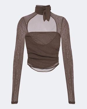 Lemaire Mesh Turtleneck Top - Brown
