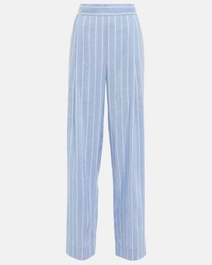 Vince Striped High-rise Wide-leg Trousers - Blue