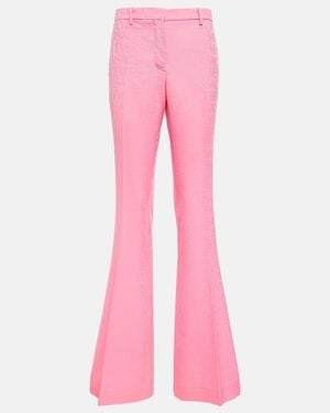 Versace Allover Flared Wool Trousers - Pink