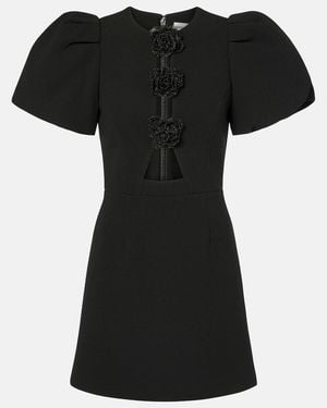 Rebecca Vallance Aubree Floral-Applique Crepe Minidress - Black