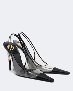 Saint Laurent Romy Tpu And Satin Slingback Court Shoes - Black
