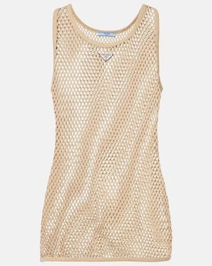 Prada Sheer Cotton Tank Top - Natural