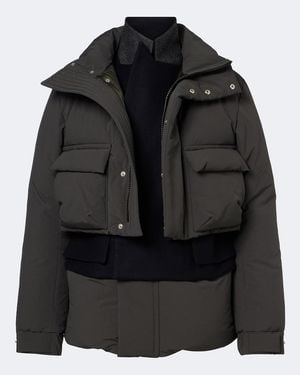 Sacai Layered Wool-Trimmed Down Jacket - Black