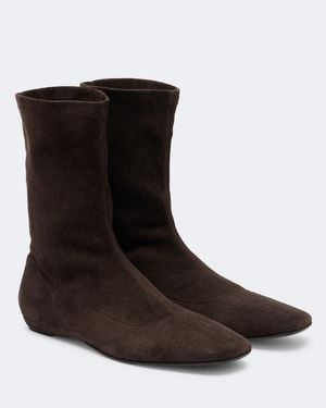 The Row Ankle Boots Cindy Aus Veloursleder - Braun