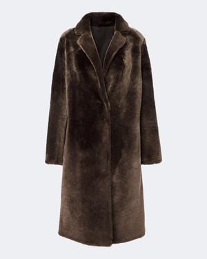 Yves Salomon Mantel Aus Shearling - Braun