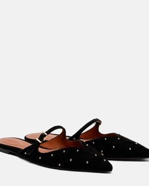 Zimmermann Aura Studded Suede Mules - Black