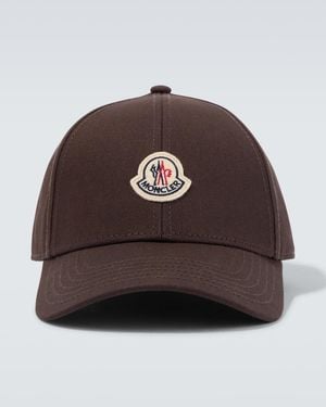 Moncler Logo Cotton Gabardine Baseball Cap - Brown