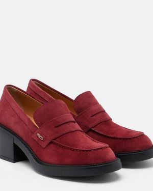 Tod's Loafer-Pumps Aus Veloursleder - Rot