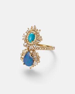Suzanne Kalan Ring Aus 18Kt Gelbgold Mit Edelsteinen - Weiß