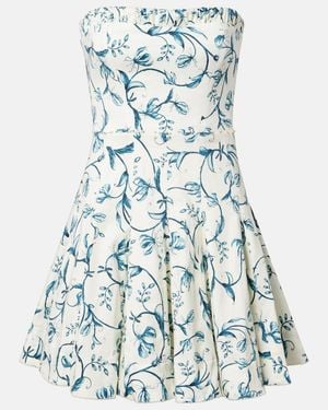 Agua Bendita Caudal Strapless Cotton-Blend Minidress - Blue