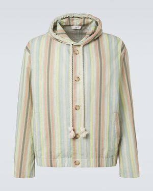 Commas Gestreifte Jacke Aus Hanf Und Baumwolle - Weiß
