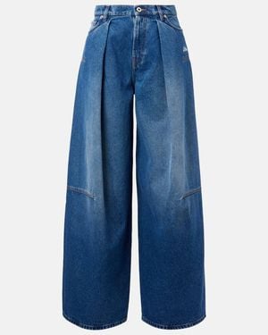 Jean Paul Gaultier Embroidered Pleated Wide-Leg Jeans - Blue