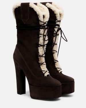 Paris Texas Malena 145 Suede Platform Mid-Calf Boots - Black