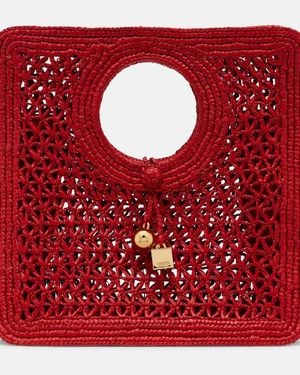Jacquemus Schultertasche Spiaggia Small Aus Raffiabast - Rot