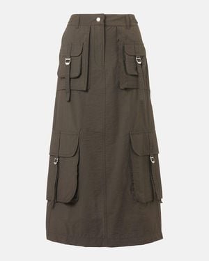 Acne Studios Falda Midi En Mezcla De Algodon - Gris