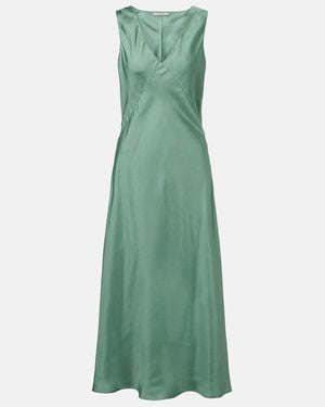 Asceno Vestido Lencero Provence De Sarga De Seda - Verde