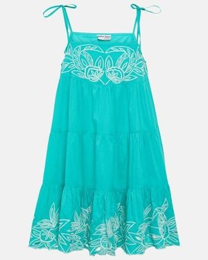 Juliet Dunn Colorblocked Cotton Minidress - Blue