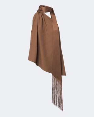 Taller Marmo Astor Scarf-Detail Crepe Cady Top - Brown