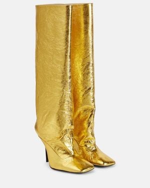 The Attico Sienna Crinkled Laminated Leather Knee-High Boots 105Mm - Yellow