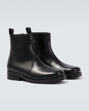 Studio Nicholson Square Leather Ankle Boots - Black
