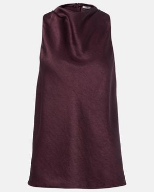 Vince Draped Satin Top - Purple